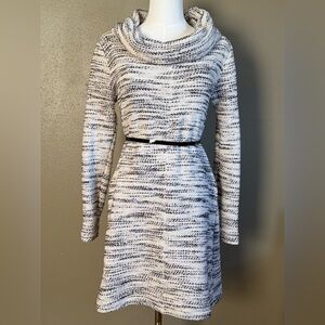 Ann Taylor Loft Sophisticated Black and White Knit Sweater Dress